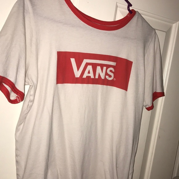 vans red and white shirt